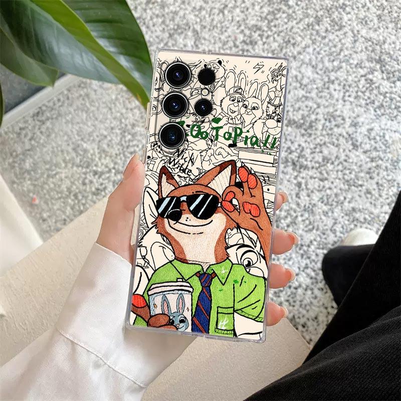 

Прозрачный чехол Disney Зверополис для Samsung Galaxy S26 S25 Ultra S24 S22 S26 Plus S20 S23 S21 S25 FE 5G Прозрачная силиконовая накладка Galaxy S22 5G