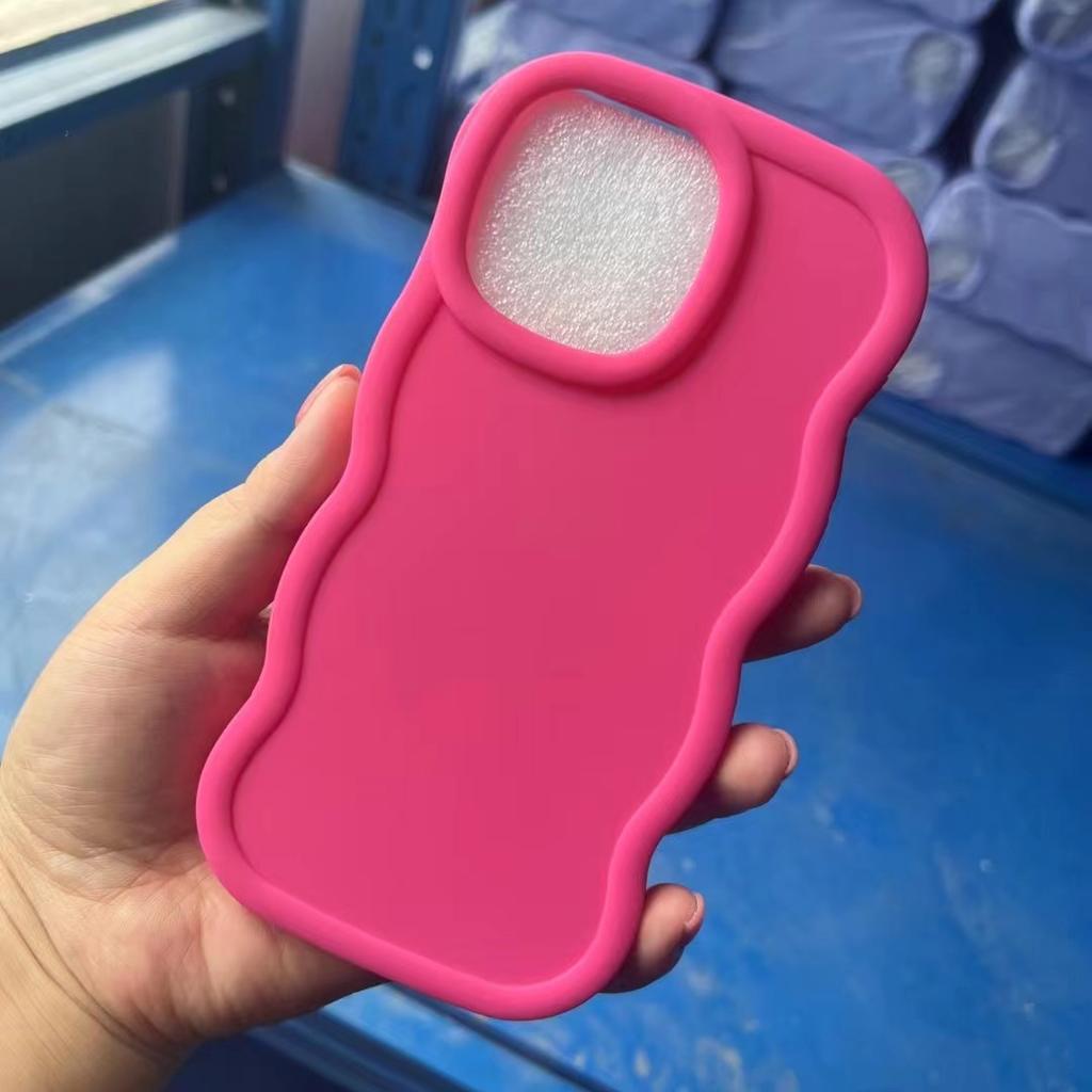 Applicable To Apple 15 Mobile Phone Case Macaron Large Wave IPhone 13 Drop Glue Doll Material Shell