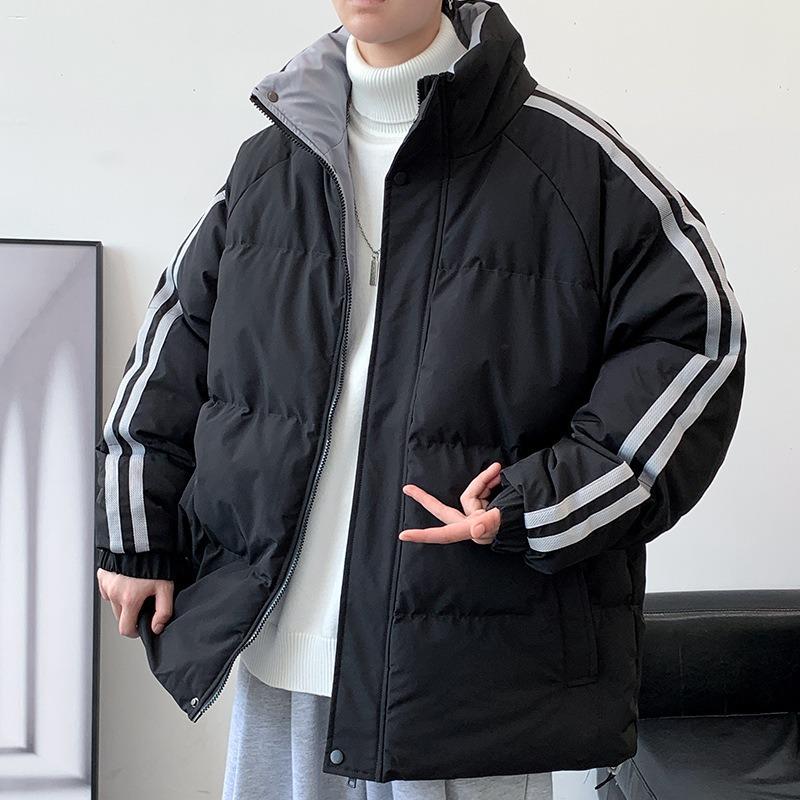 Padded Jacket Men's Winter Bread Jacket Top Public Version Solid Color Stand-up Collar Cotton Jacket Thickened Warm Cotton Jacket Trend