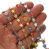 1M Goldfarbe Bunte Kette Edelstahl Emaille Blumenketten für DIY Schmuckherstellung Fußkettchen Armband Halsketten Zubehör