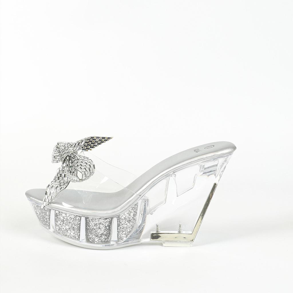Slope Heel 11CM Nightclub High Heels Flower Heel Women's Shoes Catwalk Pole Dance Shoes Crystal Sole LFD-1101-D7