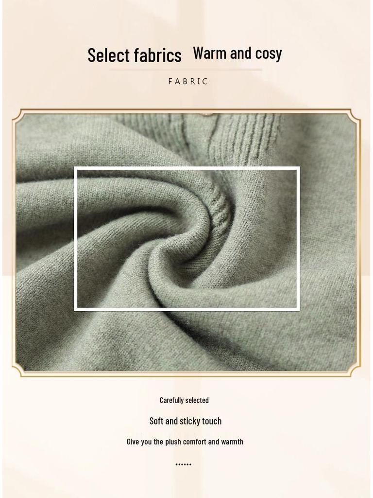 2024 Women's Autumn/Winter Semi-High Collar Long-Sleeve Knitted Top for Middle-Aged and Elderly.