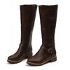 Winter European and American Large Size Belt Buckle Low Heel High Boots Side Zipper Knight Women's Boots Martin Boots