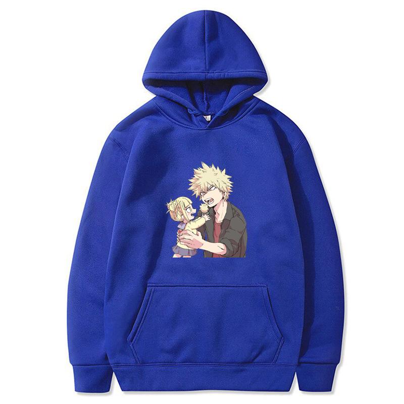 Hot Anime My Hero Academia Midoriya Izuku And Himiko Toga Print Hooded Men Women Casual Loose Hoodies Harajuku Male Sweatshirt