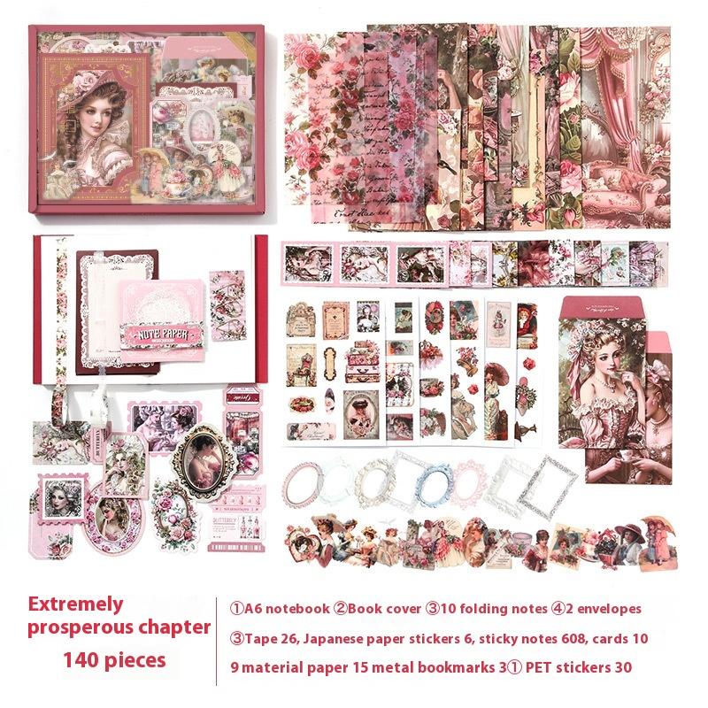 Classical Series Scrapbook Kit Journal Kit with A6 Notebook Stickers Scrapbooking Supplies for Teen Girl Kid Adult DIY Gift