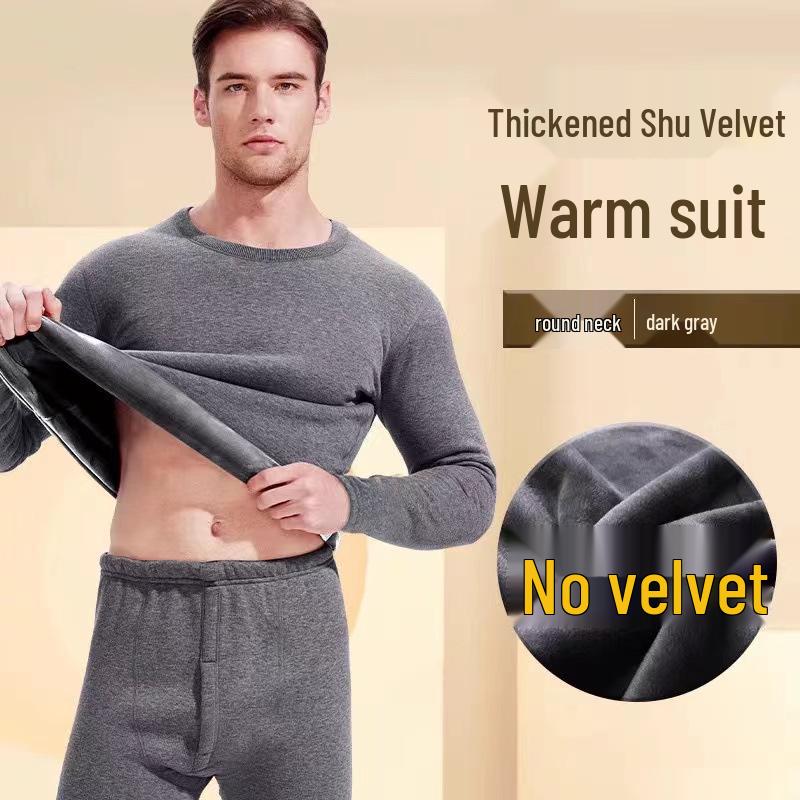 Set di Biancheria Intima Termica Invernale con Fodera in Pile da Uomo: Pantaloni e Top Caldi Autunnali per il Freddo.