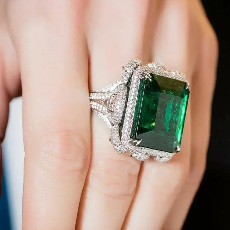 2026 New Luxury Fashion Green Zirconia Crystal Ring for Women's Engagement/Wedding/Anniversary Party Personalized Jewelry