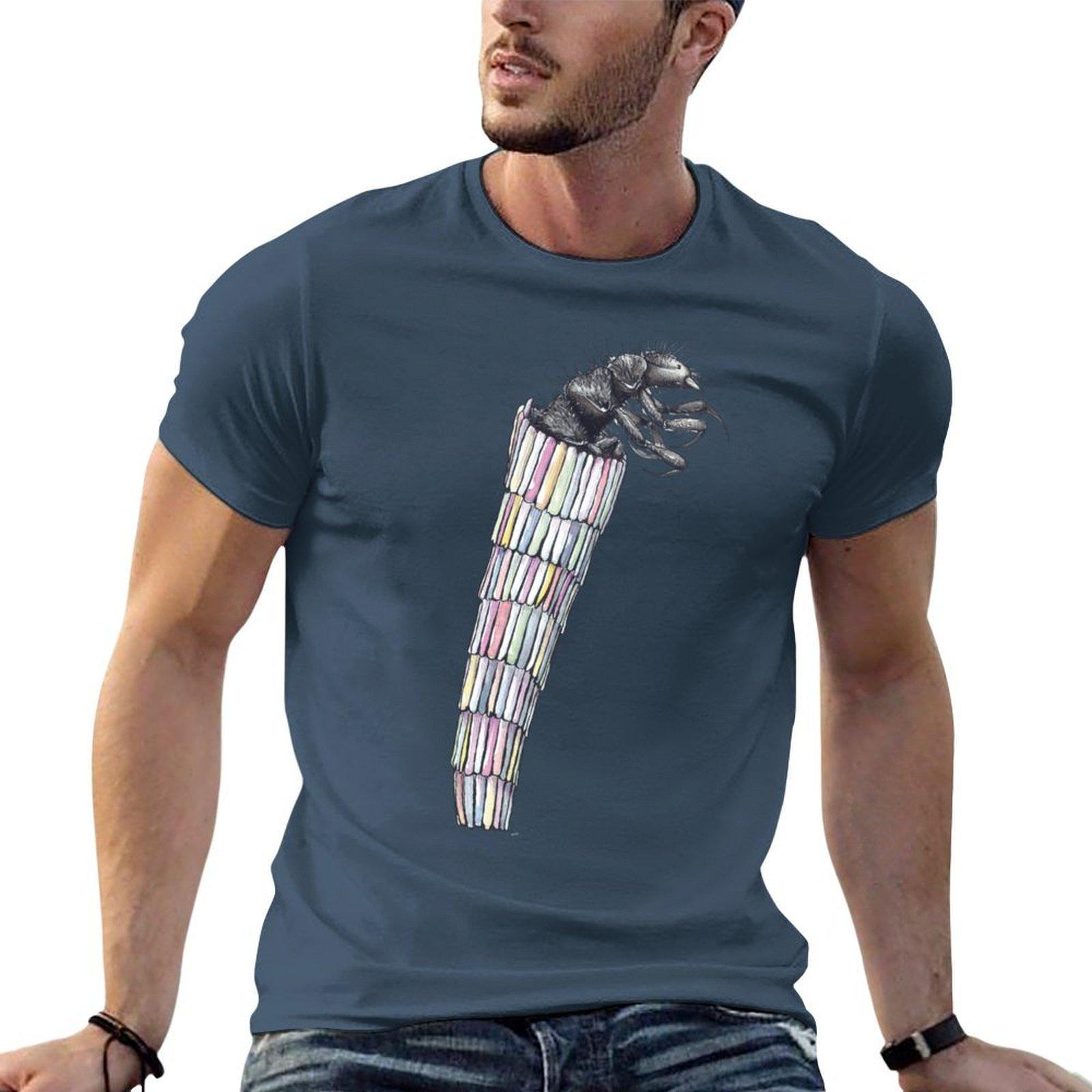 Caddisfly In Colour Watercolour Painting Tshirt Basic Solid Color Casual Tee Shirt S