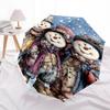 1pc Winter Wonderland Snowmen with Floral Hat & Scarf, Perfect for Outdoor, Festive Gifts, Travel, Daily Use, Auto Open Close Umbrella with 3-Fold Des