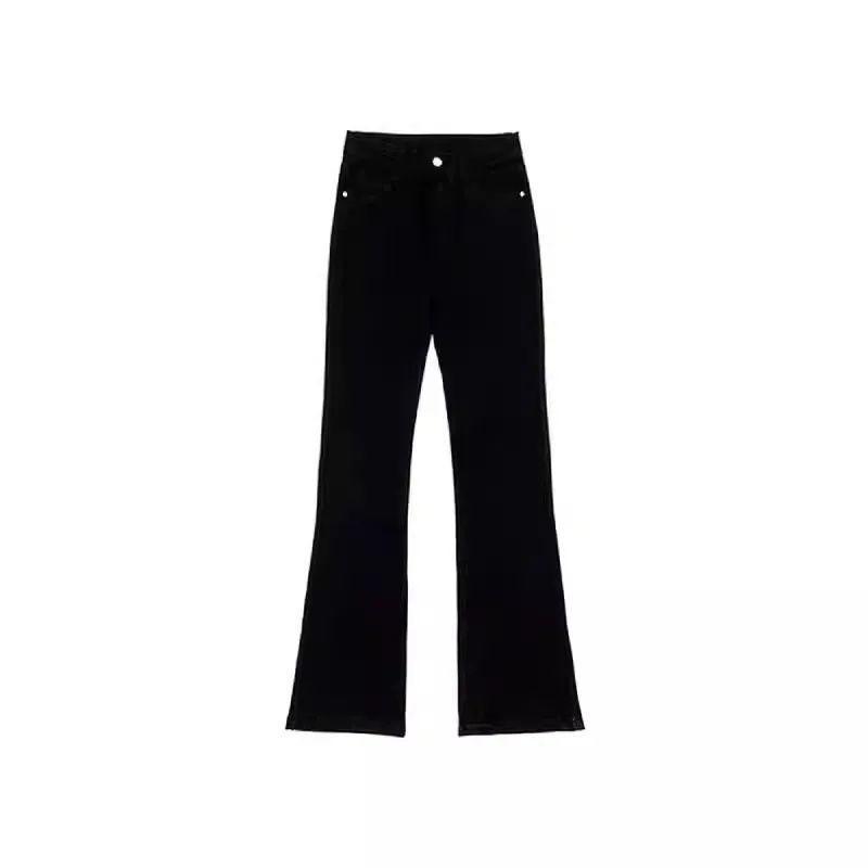 Autumn and Winter Velvet Black Micro-pull Jeans Women's New Slim-fitting and Thin Flared Pants High-waisted Versatile Horseshoe Pants