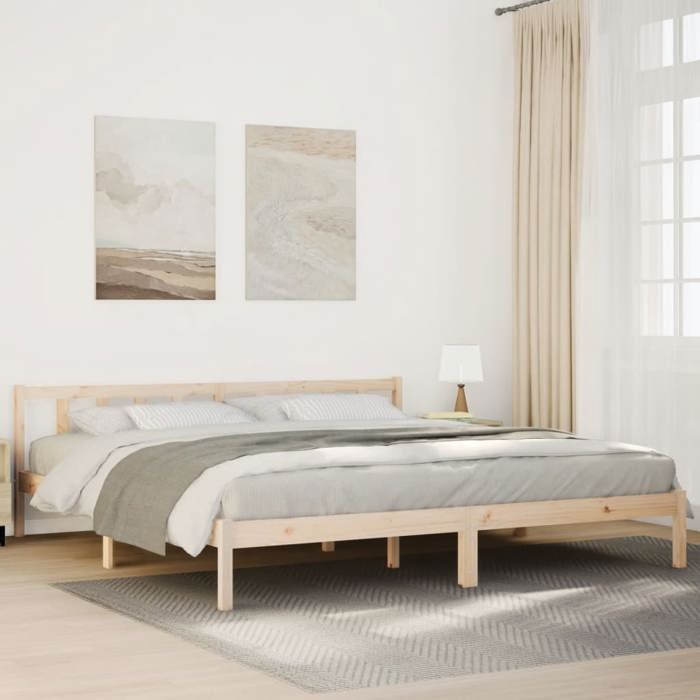 VidaXL Cadre de lit extra long sans matelas 180x220 cm bois massif pin, lit, meuble de chambre à coucher, lit en bois, lit 852452
