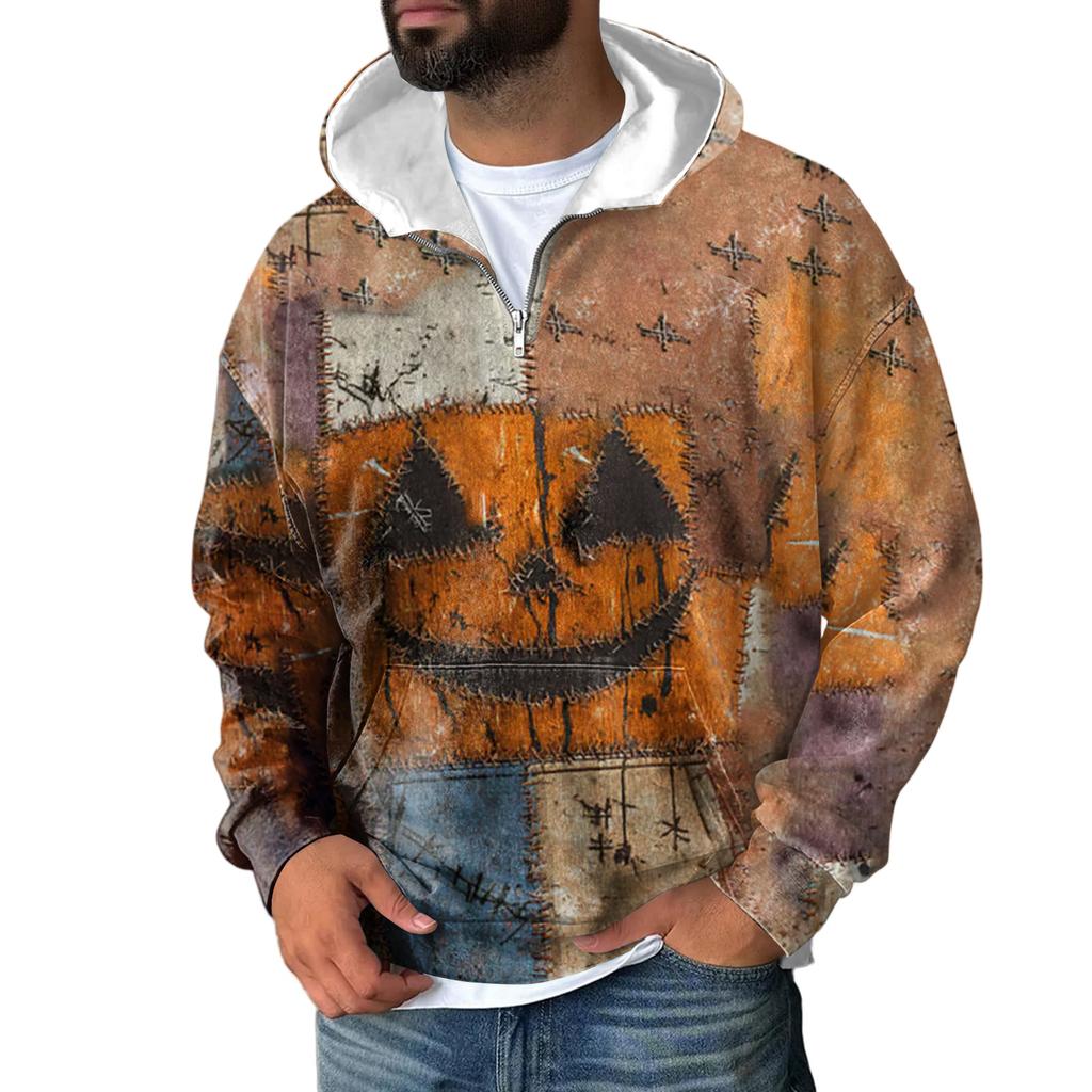 Men Zipper With Pockets  Vintage Hoodies Casual Sweatshirts Lightweight