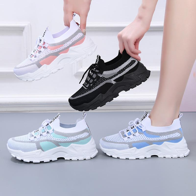 Women's Casual Sneakers Breathable Lace-Up Running Shoes Mesh Walking Shoes