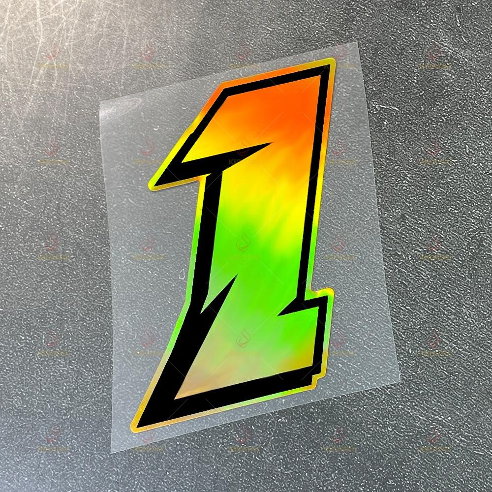 1 Stück Goldene Zahl Motorradaufkleber Wasserdicht für Motorradhelm Windschutzscheibe Kraftstofftank Auto Kofferraum Roller Universal Vinyl Aufkleber