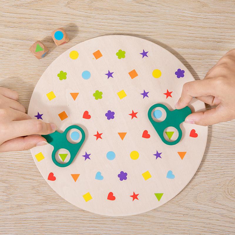 Montessori Matching Game Board Colors And Shapes Learning Puzzle Toy Concentration With Dice Interactive Educational Board Game