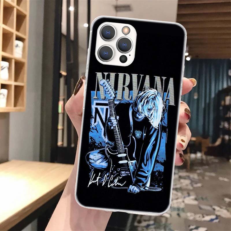 Retro Singer Kurt Cobain Soft Phone Case For iPhone 17 Air 16 16E 15 14 Plus 13 Mini 12 11 Pro Max X XR XS 7 8 + SE 2020 Pattern