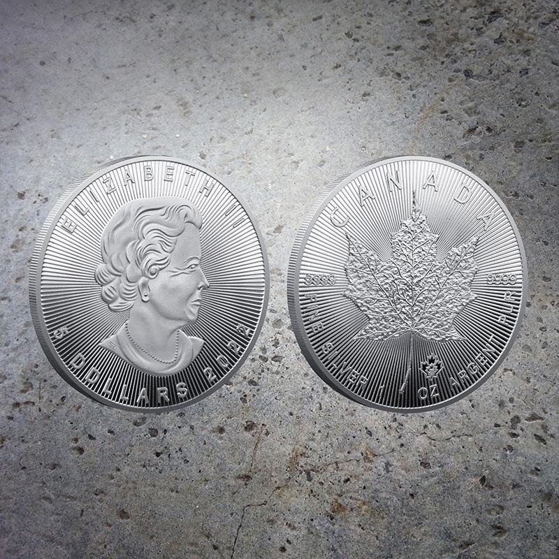 

Canada 2022 Maple Leaf Gold Coin, Maple Leaf Commemorative Coin, European and American Retro Queen Gold Coin срібний