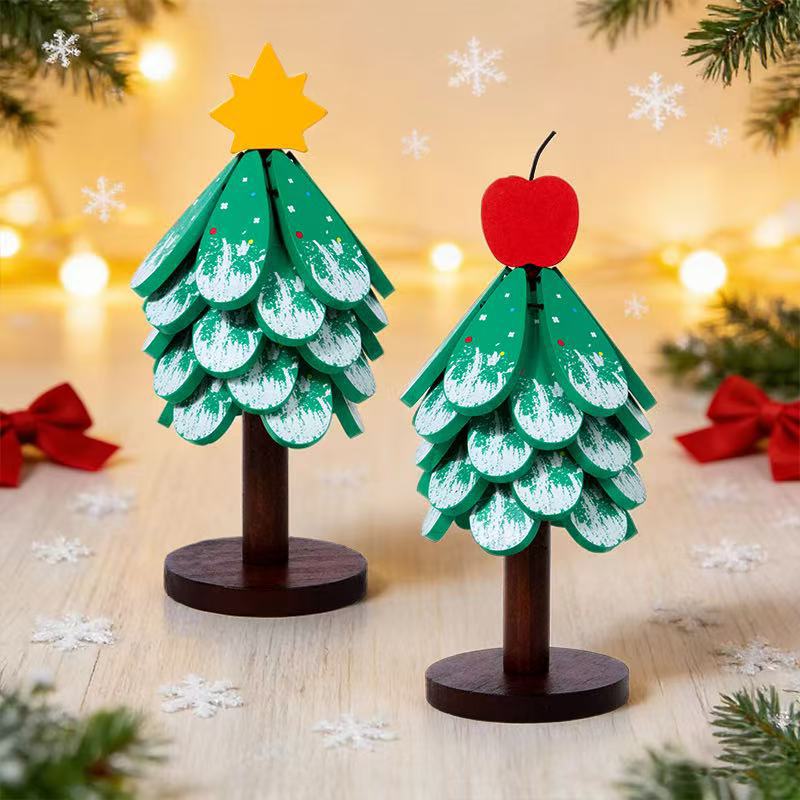 Christmas Tree Solid Wood Coaster, Heat-resistant Anti-scald Non-slip Table Mat, Home Desktop Decoration for Cup Pot