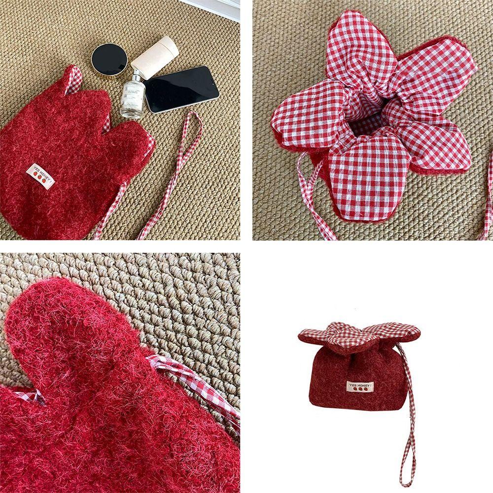 Storage Bag Plush Flower Drawstring Bag Korean Style Small Crossbody Bag Phone Bag Student