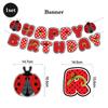 Cute Ladybug Theme Happy Birthday Party Decor Banner Cupcake Toppers Hanging Swirls Red Black Polka Dot Baby Shower Supplies