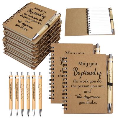 10pcs Inspirational Gift- Mini Notebooks & Ballpoint Pens with Messages - Ideal for Staff Appreciation, Nurses, Volunteers