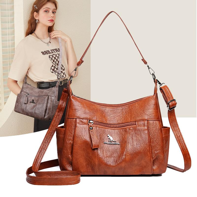 

Сумка-кенгуру, сумка большой вместимости, наплечная сумка, для поездок на работу, универсальная сумка-мессенджер, сумка под мышкой коричневый