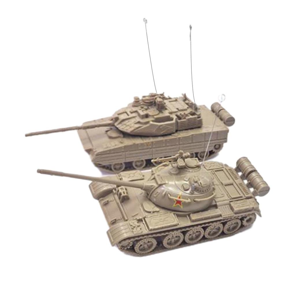 2 Pieces 1/72 4D Assembly Model DIY Assemble Building Miniature Tanks Light Tank Toy