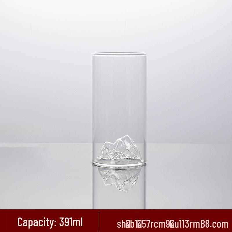 Heat-Resistant Borosilicate Glass Green Tea Cup – Transparent Mountain View, Anti-Scald Insulation, Perfect for Home Tea Brewing.