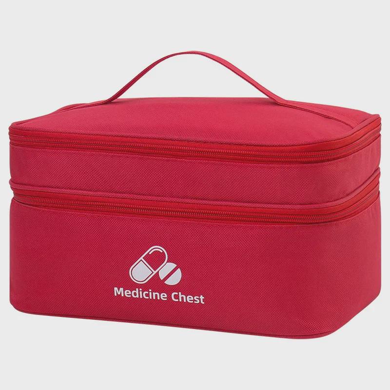 Large Capacity Portable Double-Layer Outdoor First Aid and Medicine Storage Bag