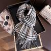 Unisex Korean Plaid Thick Winter Scarf with Tassels - Imitation Cashmere Shawl