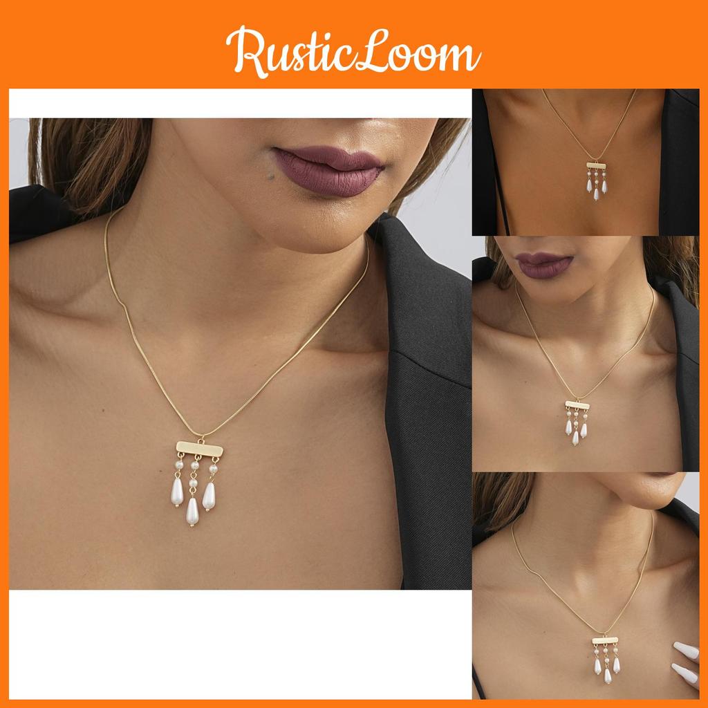 Stylish Geometric Alloy Necklace Featuring Trendy Pearl Pendant And Chic Tassels