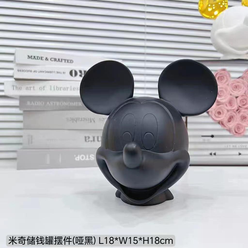 18cm New Gold/Silver Mickey Mouse Head Figures Piggy bank Resin Statue TV stand cabinet Desktop Home Decor Ornament bithday gift