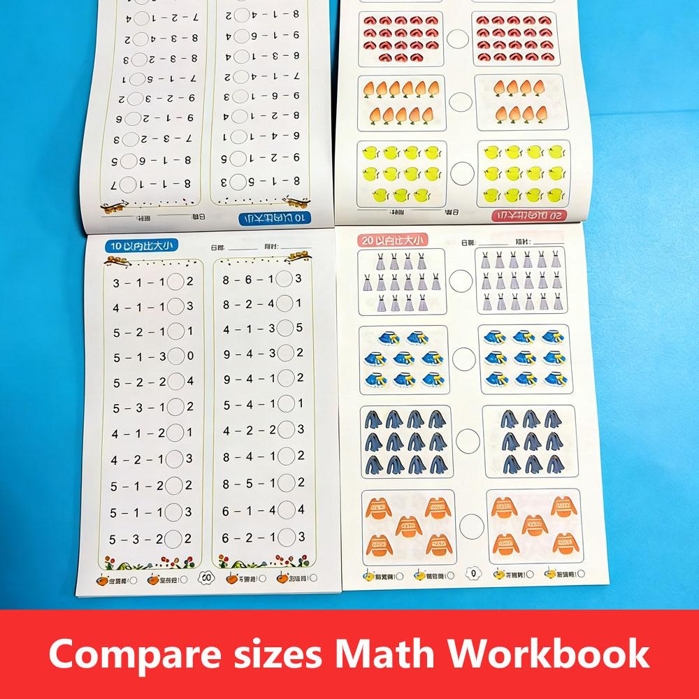 62 Pages Kids Math Workbook, Dot Matrix Tracing Book for Number Comparison, Preschool Learning Activities Book for Kids Age 3-6