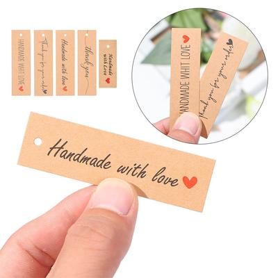 10M Strings Package Ornament Handmade With Love Thank You Hanging Tags Kraft Paper “Merci” Labels
