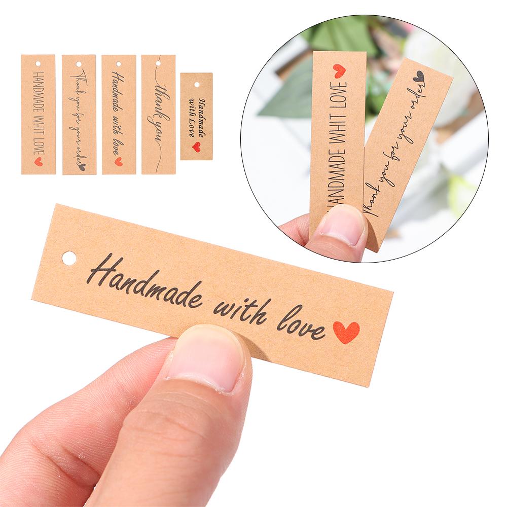 Ornament Enclose 10M Strings Kraft Paper Thank You Hanging Tags “Merci” Labels Handmade With Love