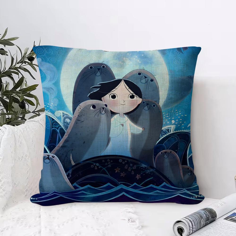 Ireland S-Song Of The Sea Cushion Cover Breathable Linen Pillow Cover Skin-Friendly Home Decor Pillowcase With Hidden Zipper