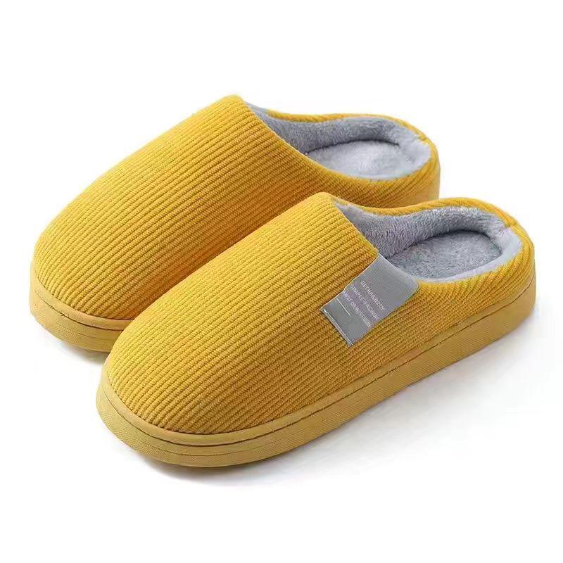 Women's Plush Non-Slip Cotton Slippers for Home Use in Spring, Autumn, and Winter - Thick Sole, Suitable for Couples and Men.