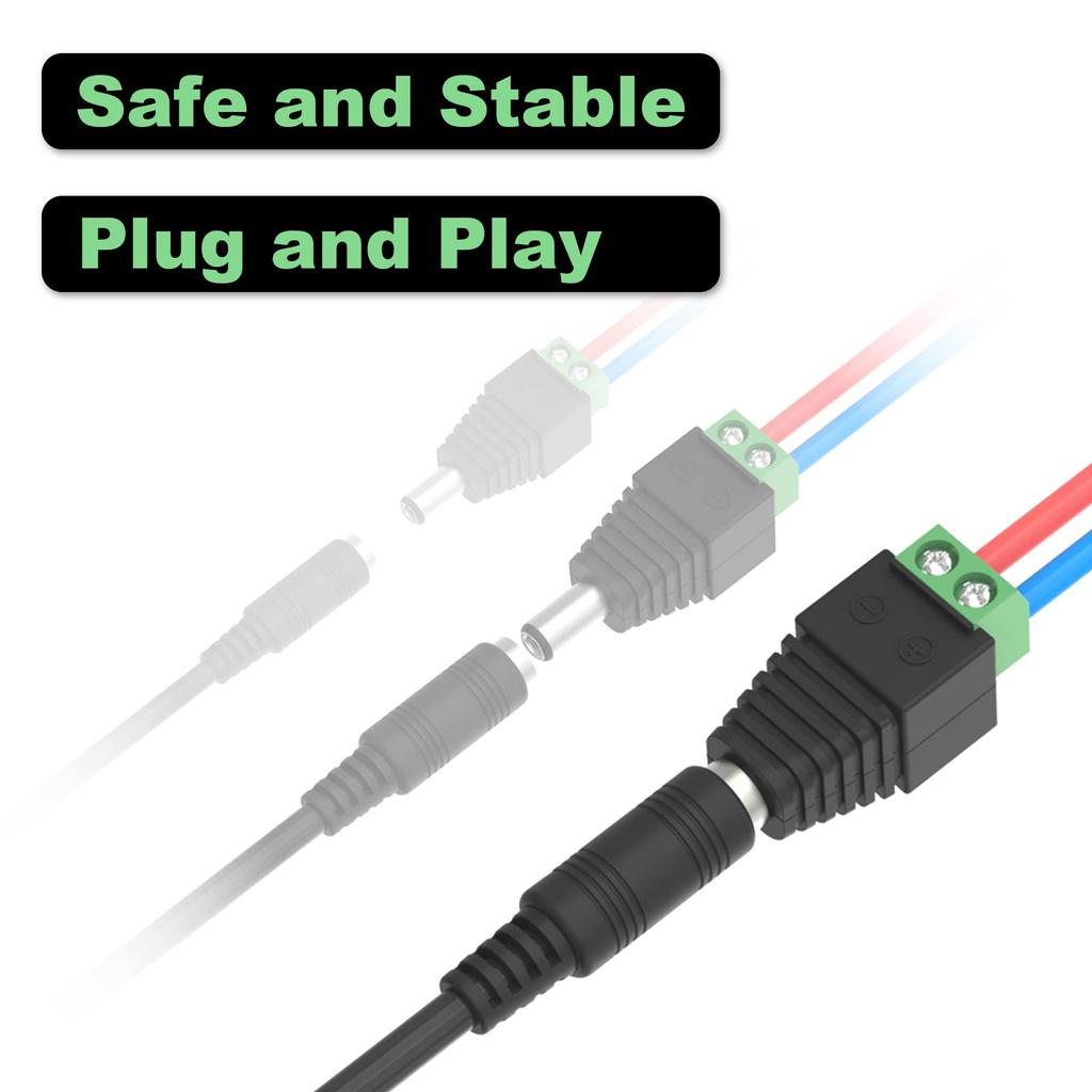 5/10 pairs 12V Male+Female 2.1x5.5MM DC Power Jack Plug Adapter Barrel Connector for CCTV Security Camera Led Strip