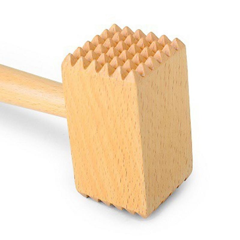 Natural Wood Meat Mallets for Meat Preparation Duals Sided Design for Soft and Firm Meats Cooking Tool