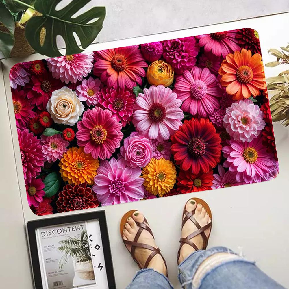 Enchanting Flowers Door Mat with Suitable for Soft In Bedrooms Living Rooms Garden Entrances Room Decor Indoor and Outdoor Use