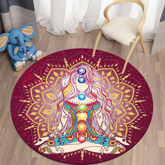 Meditation Themed Home Rugs Round Rugs Living Room Area Rugs Bedroom Floor Mats Home Decor Mode Bedroom Decor Rugs