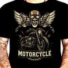Motorcycle Skull T-Shirt Wings Biker Chopper Rider Vintage Lightning Gift Tee