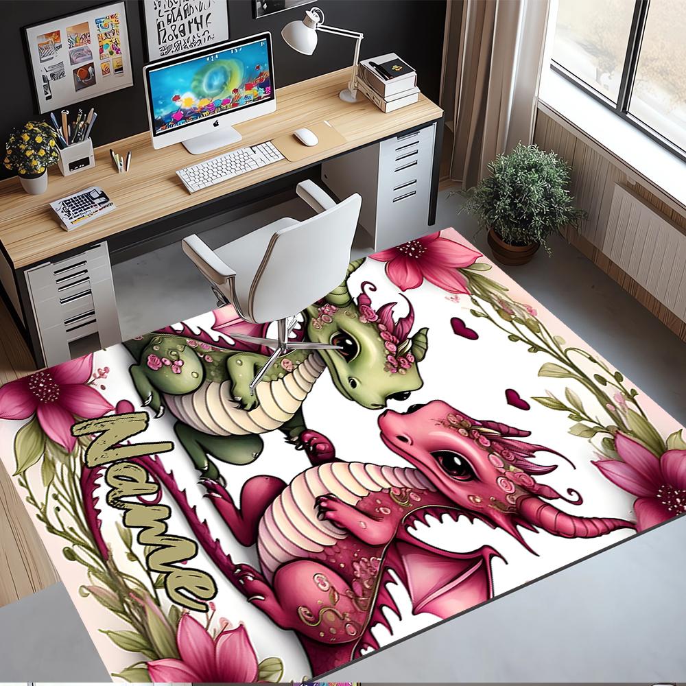 Custom Name Dragon Printed Carpet,Rug for Office Chair Living Room Bedroom Kitchen Room Decor Gifts.