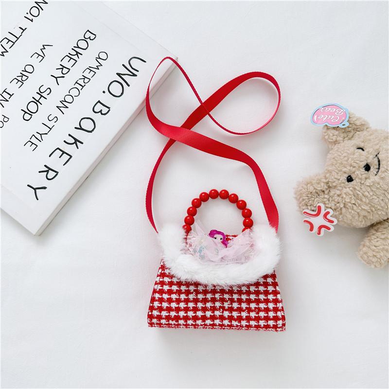 Cute Red Princess Style Children's Coin Bag With Charming Bow And Cartoon Design
