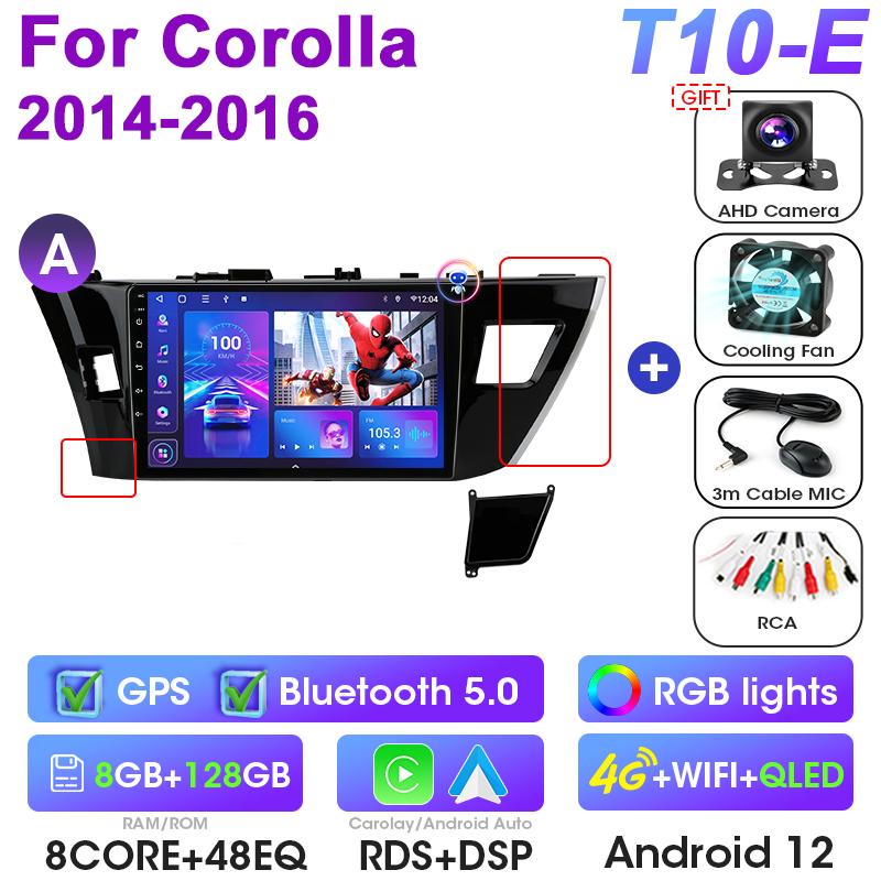 2 Din Android 12 Car Radio For Toyota Corolla Ralink 2013-2016 Multimedia Video Player GPS 4G Carplay Auto Stereo DVD Head Unit