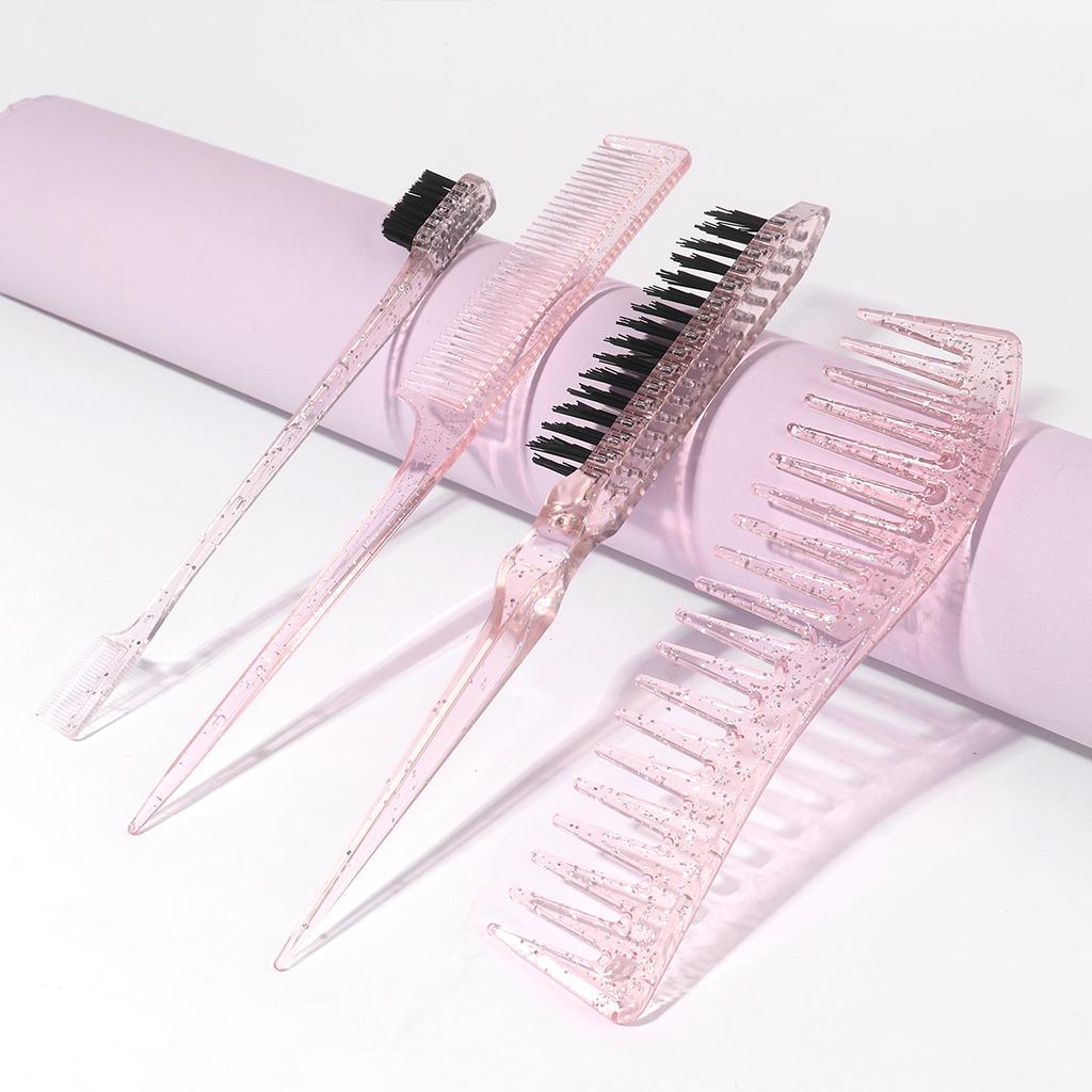 Hair Styling Comb Hair Brush Set, Teasing Edge Brush Rat Tail Comb For Curly/Straight/Wet/Dry/Long/Short Hair
