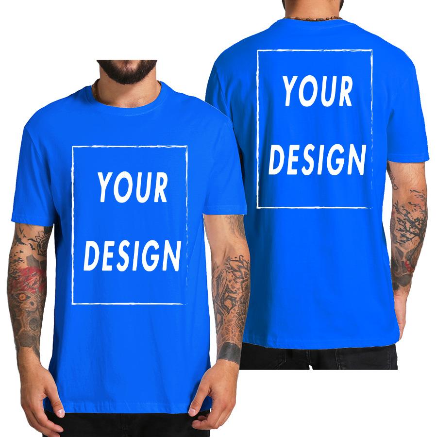 Camiseta Personalizada para Homens Design Eu Amo Seu Próprio Logo Texto Foto Grátis Ambos os Lados Tamanho UE Algodão Camiseta Personalizada