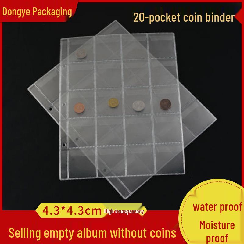 

Single-Sided 20-Pocket High Transparency Coin Album Sleeves for Coins and Paper Money