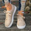 Damen Schnür-Sneakers für Erwachsene Hollow Low Atmungsaktiver Absatz Neue Mode Damenschuhe Einfarbig Herbst Frau Vulkanisierte Schuhe