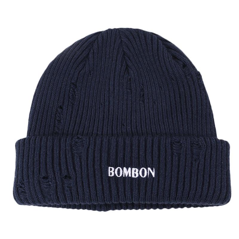High Quality American Casual Hat Men and Women Winter Ripped Wool Hat Warm Ear Protection Knit Hat Letter Cold Hat